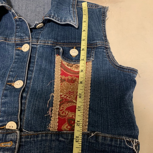 Solid JR Denim Vintage Boho Vest with Paisley Accents. Boho chic,western XS - Picture 7 of 8